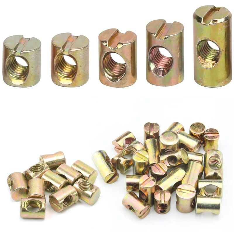 Lot de 50 boulons transversaux M6 en acier au carbone Écrous cylindriques 11 mm, 12 mm, 13 mm, 15 mm, 20 mm, pour lits d'enfants, chaises, lits de