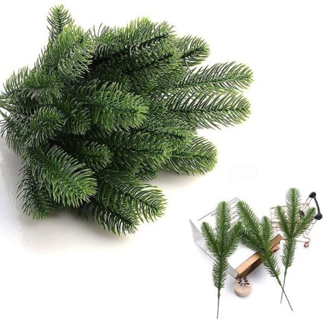 Lot de 50 branches de pin artificielles pour décoration de Noël