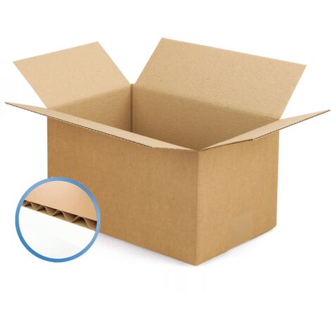 Lot de 50 Caisse carton américaine simple cannelure 27 x 19 x 12 cm