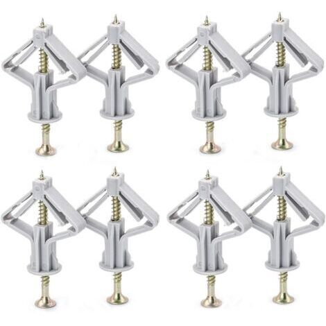Lot de 50 chevilles et vis pour plaque de plâtre - Fixation murale robuste - En plastique - Tube d'expansion avec vis à tête fraisée - Pour cloison sèche creuse, cavité - Supports muraux pour TV
