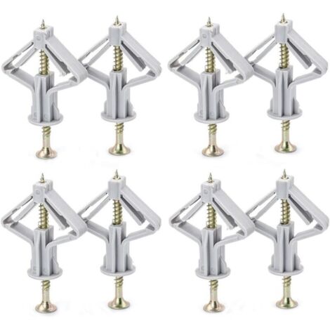 Lot de 50 chevilles et vis pour plaque de plâtre - Fixation murale robuste - En plastique - Tube d'expansion avec vis à tête fraisée - Pour cloison sèche creuse, cavité - Supports muraux pour TV