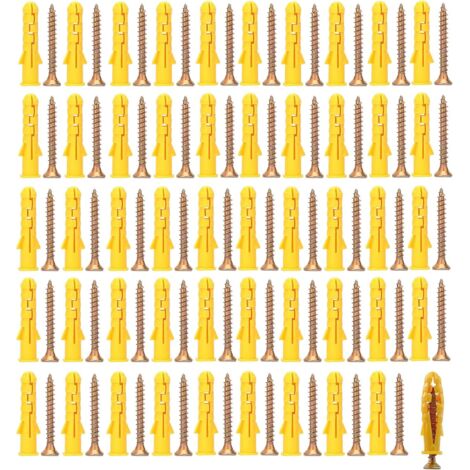 Lot de 50 Chevilles, M8 x 40 mm, Polypropylène, Vis, Acier Inoxydable, Fixation Murale