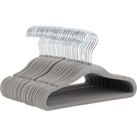 Lot de 50 cintres antidérapants en velours pour enfants et tout-petits, 29 cm, gris