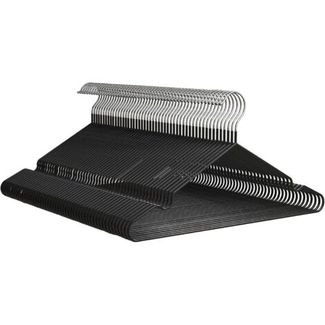 Lot de 50 Cintres Métal avec Revêtement Caoutchouc Noir - Antidérapants, Gain de Place, Pour Vêtements Lourds et Robes
