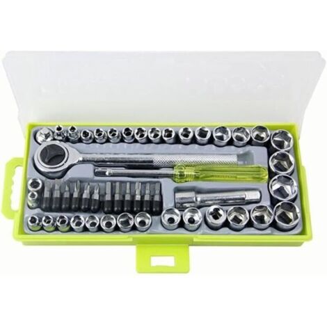 Lot de 50 clés à douille 1/4" 3/8" avec poignée à cliquet réversible DR Drive 12 embouts à vis hexagonaux avec étuidyk-alovez