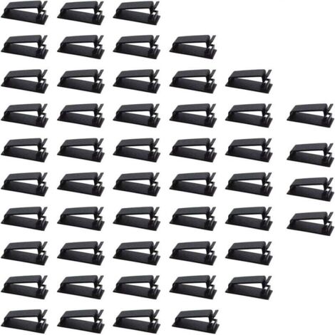 Lot de 50 Clips Adhésifs pour Câbles Organiseur Gestion Télévision Ordinateur Bureau Support Acrylique