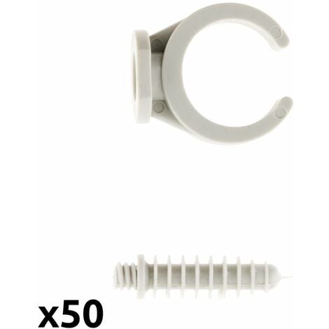 Lot de 50 clips avec chevilles Ø16mm - Gris - Zenitech