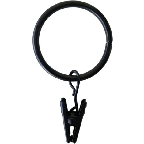 Lot de 50 clips de rideau en anneau en métal robuste pour rideau décoratif en anneau de rideau résistant à la rouille vintage compatible jusqu'à 6,1 cm tringle à rideau noir