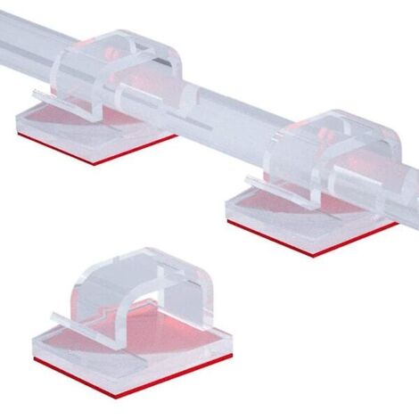 Lot de 50 clips pour câbles, organisateur de câbles auto-adhésif, support de câble résistant et durable pour le bureau et la maison (transparent)-AquaForge