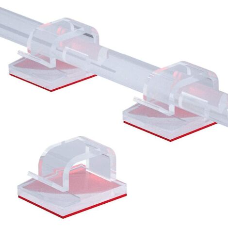 Lot de 50 clips pour câbles, organisateur de câbles auto-adhésif, support de câble résistant et durable pour le bureau et la maison (transparent)-AquaForge