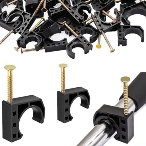 Lot de 50 colliers serrage en J 1,27 cm avec clous pour tuyaux PEX, cuivre, CPVC, PVC et métal, fixations murales plastique robuste plomberie domestique industrielle -