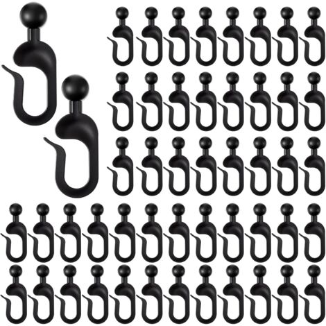 Lot de 50 Crochet Plastique Noir 4x2cm Pour Tonnelle Auvent Extérieur