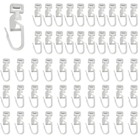 Lot de 20 crochets de rail de rideau en plastique blanc pour caravane