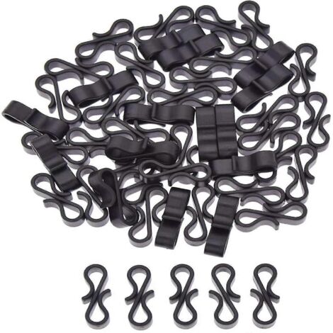 Lot de 50 crochets de suspension noirs en forme de S pour gouttière, idéaux pour la fixation de guirlandes lumineuses extérieures (mariage, etc.).