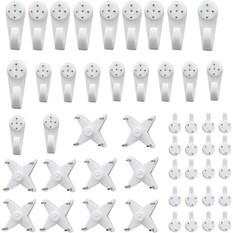 Lot de 50 crochets de suspension pour murs et cloisons rigides, pour suspendre des objets.