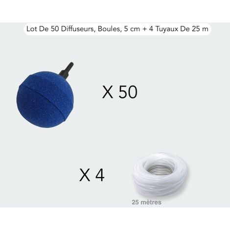 Lot De 50 Diffuseurs D'Air, Boules, 5 cm + 4 Tuyaux De 25 m, Bassins