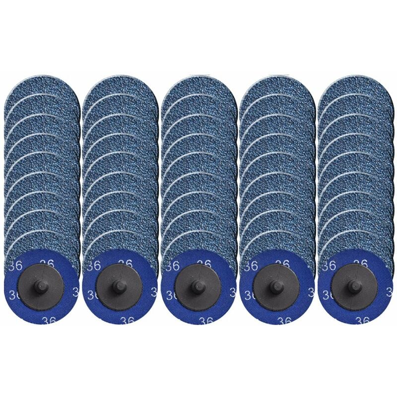 Lot de 50 disques abrasifs à changement rapide de 5,1 cm avec revêtement en oxyde de zirconium pour préparation de surface (grain 36)