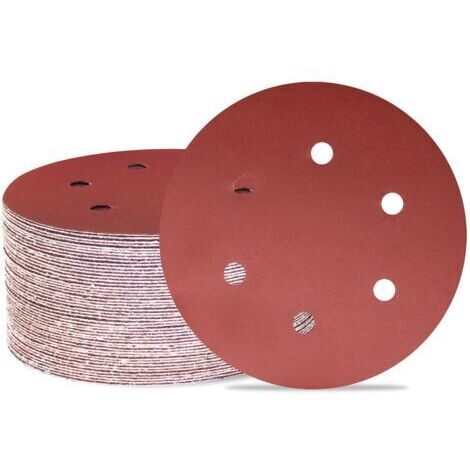 Lot de 50 disques de ponçage 150 mm 6 trous Grain 1000 Papier abrasif Orbital aléatoire pour travail du bois, automobile, métal