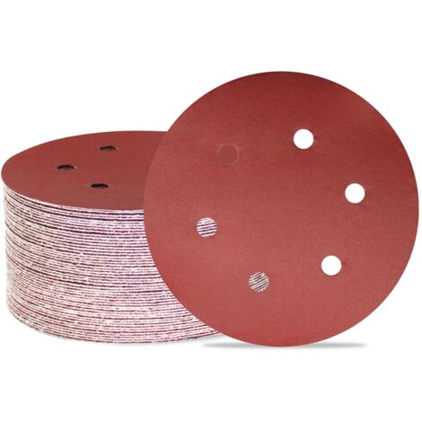 Lot de 50 disques de ponçage 150 mm 6 trous Grain 800 Papier abrasif Orbital aléatoire pour travail du bois, automobile, métal
