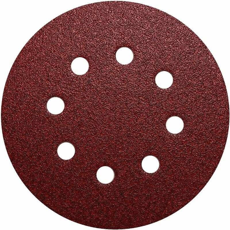 Lot de 50 disques de ponçage abrasifs 125 mm grain 80 8 trous autobloquants