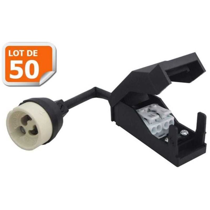 Lot de 50 Douilles en céramique GU10 avec connectique automatiques.