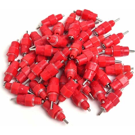 Lot de 50 Eau Mamelons Abreuvoirs Alimentateur Fournitures de Volaille Pour Poule Canard LO-Ron