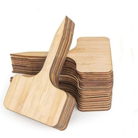 Lot de 50 étiquettes en bambou pour plantes de jardin, 10 x 6 cm, étiquettes durables en forme de T, étiquettes pour potager de jardin, serre, pot de graines, fleurs, herbes
