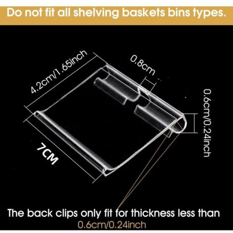 Lot de 50 étiquettes pour bacs de rangement, clip d'étiquette en plastique, étiquettes de panier à clipser sur étagère métallique, support d'étiquette de prix (2,76 x 1,65 pouces)