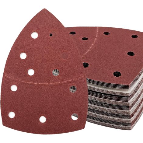Lot de 50 feuilles abrasives 100x150 mm – 5 grains K40/K80/K120/K180/K240 – Pour ponceuses à paume et multifonctions – Système Velcro