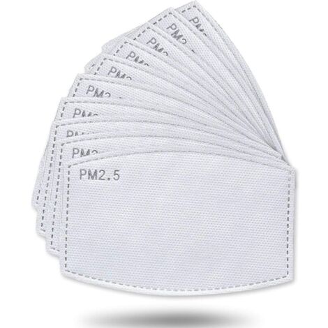 Lot de 50 filtres à charbon actif, tissu non tissé avec 5 couches de protection remplaçables P-M 2,5 pour femmes, hommes et enfants