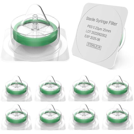 Lot de 50 filtres stériles en PES, diamètre de la membrane : 25 mm