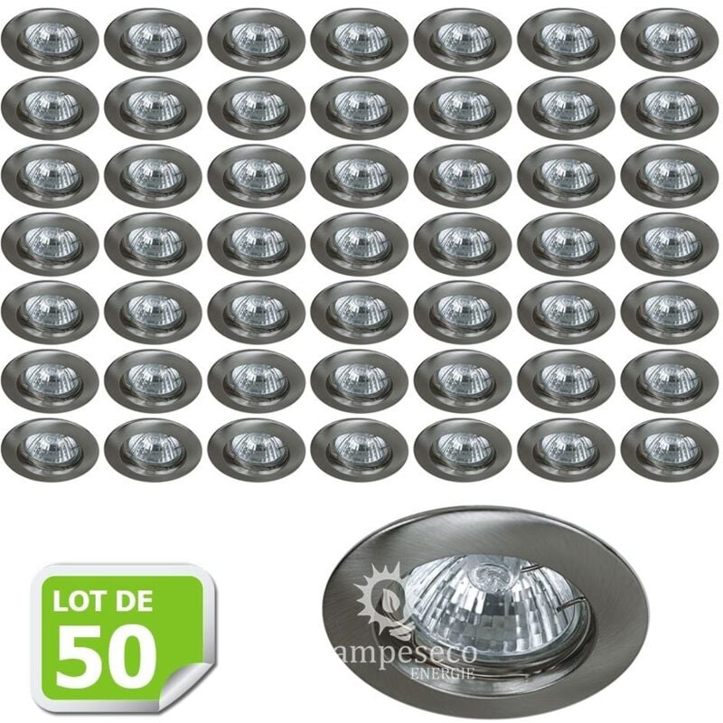 Lot de 50 Fixation de spot encastrable Classic Alu Brossé Diamètre 77mm ref. 949