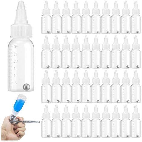 Lot de 50 flacons de peinture aérographe vides de 30 ml.
