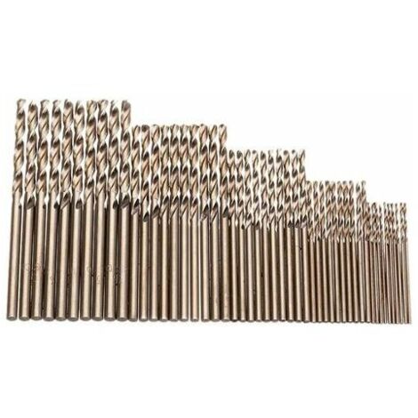 Lot de 50 forets M35 cobalt - 1-3 mm - Pour percer sur acier trempé, fonte et acier inoxydable