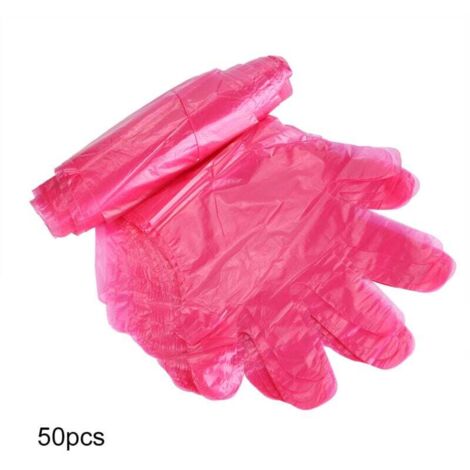 Lot de 50 gants jetables en plastique à bras longs pour examen vétérinaire des animaux de la ferme (rouge)