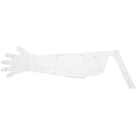Lot de 50 gants jetables souples et élastiques longs pour examens vétérinaires du bétail (blancs).