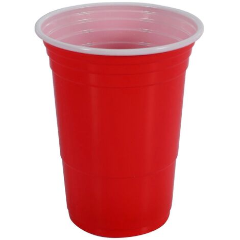 Lot de 50 gobelets jetables rouges en plastique de 450 ml pour fêtes, bars et restaurants.