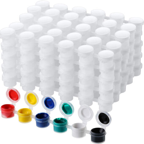 Lot de 50 godets de peinture Tomma transparents, pots de mélange couleur avec mini-cuillères, 300 pièces, capacité 3 ml / 0,1 oz
