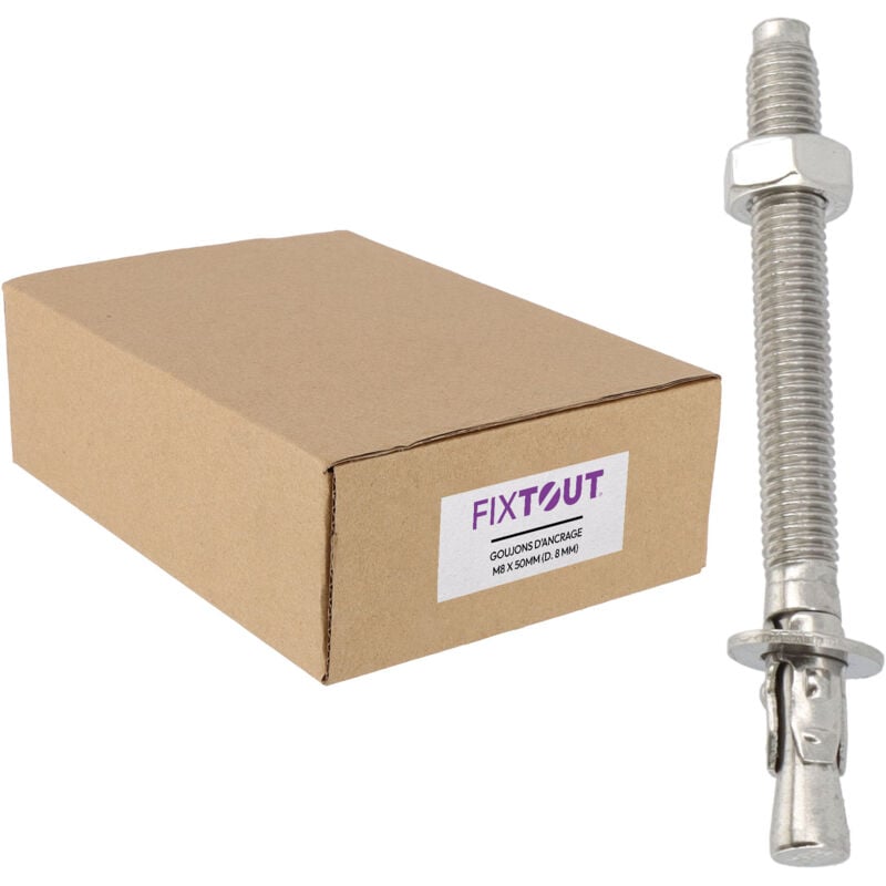 Lot de 50 goujons d'ancrage M8 en Acier Inoxydable A2 - Diamètre 8 mm - 90 mm