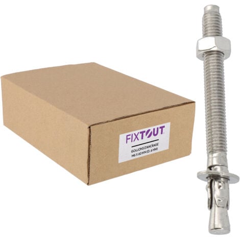 FIXTOUT Lot de 50 goujons d'ancrage en acier inox A2 M6 - Diamètre 6 mm - Longueur 60 mm