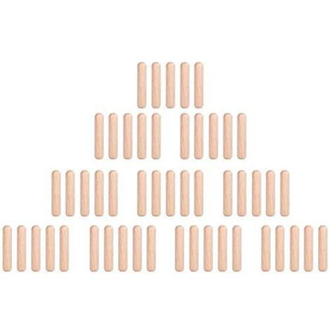 Lot de 50 goupilles rondes en bois cannelé pour tiroir d'armoire (M6 x 30)