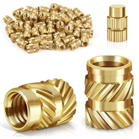 Lot de 50 inserts filetés M5, écrous de fusion en laiton avec fer à souder, aide à la fusion, filetage moleté pour pièces en plastique, inserts filetés pour pièces d'imprimante 3D