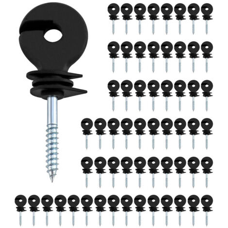 Lot de 50 isolateurs annulaires pour clôture électrique, isolateurs à vis, isolateurs à vis, accessoires de clôture électrique pour poteaux en bois