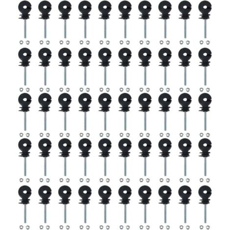 Lot De 50 Isolateurs De Clôture Électrique, Isolateur De Clôture Électrique À Visser Pour Élevage D'animaux, Accessoires De Système De Grille Tube Tétragone Tube Rond Tube De Fer D'angle