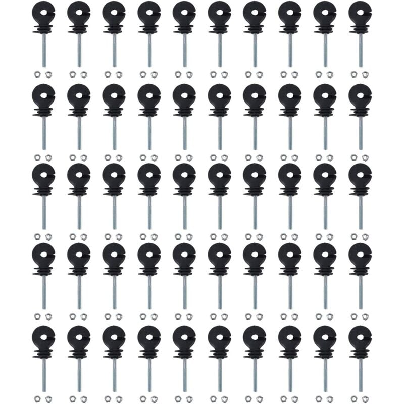 Lot de 50 isolateurs de clôture électrique,Isolateurs à Anneau à Visser Accessoires de Clôture Électrique Accessoires de système de Grille Tube