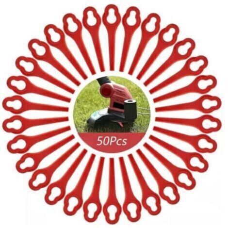 Lot de 50 Lames compatible pour Ferrex Aldi Far 20-i Coupe Bordure, lames de rechange pour Coupe Bordure sans fil Ferrex L95（13×8mm-rouge）