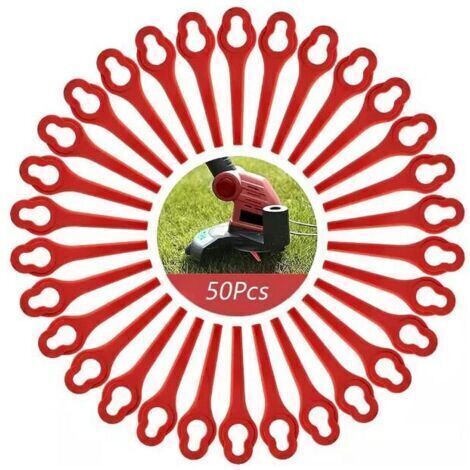 Lot de 50 Lames compatible pour Ferrex Aldi Far 20 i Coupe Bordure, lames de rechange pour Coupe Bordure sans fil Ferrex L95（13×8mm rouge）