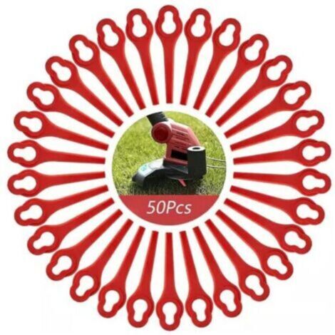 Lot de 50 Lames compatible pour Ferrex Aldi Far 20 i Coupe Bordure, lames de rechange pour Coupe Bordure sans fil Ferrex L95（13×8mm rouge）