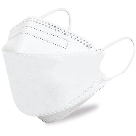 Lot de 50 masques jetables pour enfants, 4 plis, ajustables et respirants, blancs.