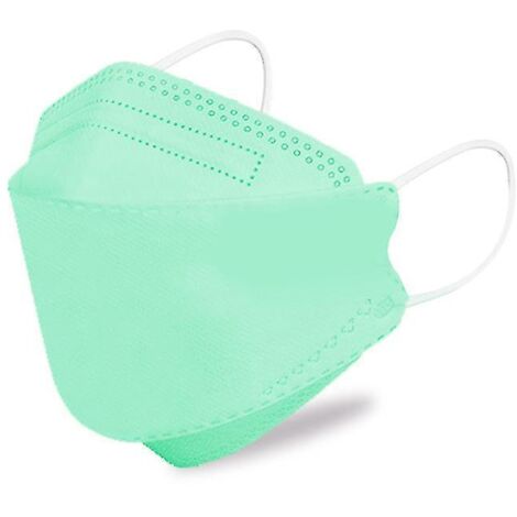 Lot de 50 masques jetables pour enfants, 4 plis, ajustables et respirants, verts